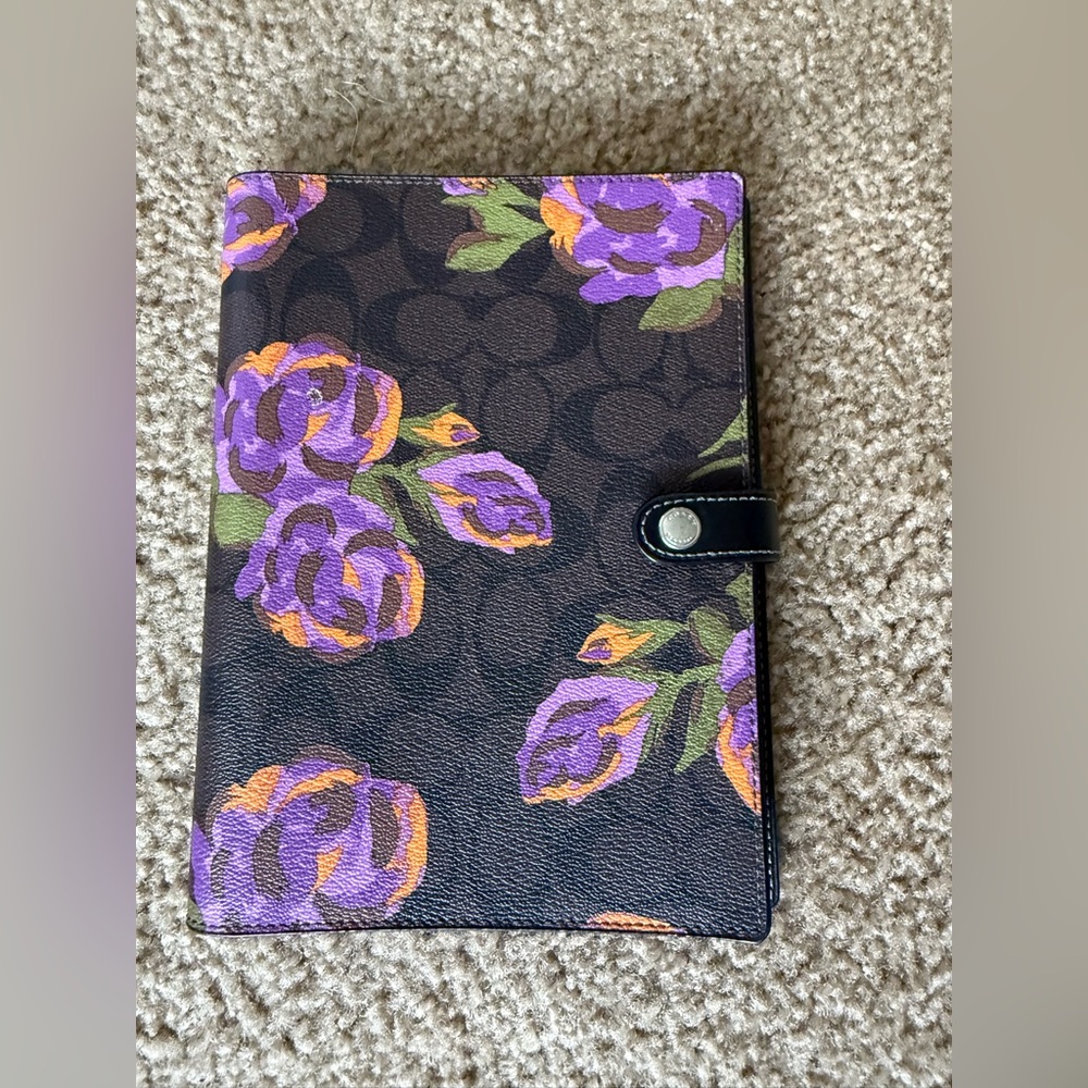 Coach Notebook In Signature Canvas With Rose Print